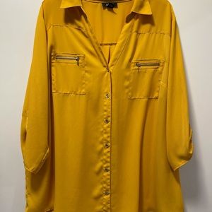 Gold Button Down Blouse 3X